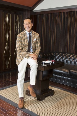 Какие пиджаки носить с светло-коричневыми оксфордами