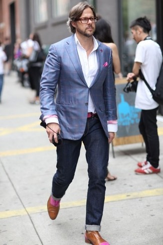 Какие пиджаки носить с светло-коричневыми оксфордами