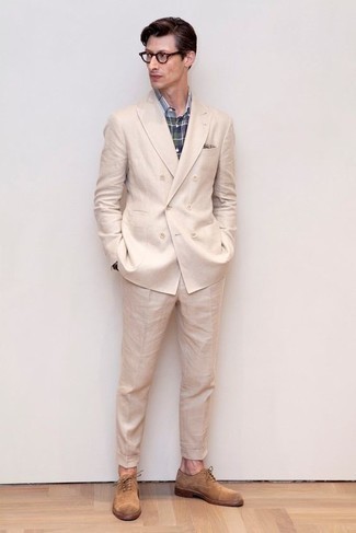 Какие костюмы носить с светло-коричневыми оксфордами