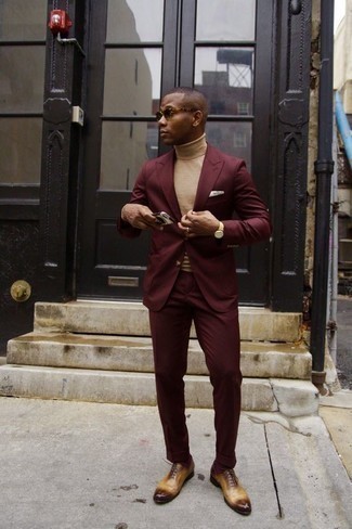 Какие костюмы носить с светло-коричневыми оксфордами