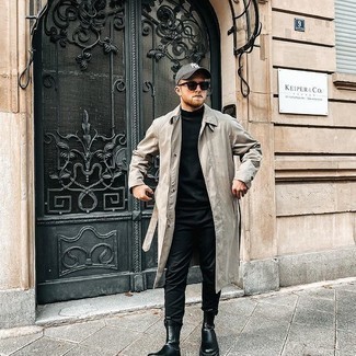 Какие водолазки носить с светло-коричневым дождевиком мужчине