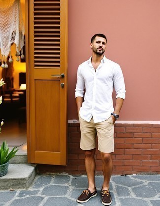 Какие топсайдеры носить с светло-коричневыми шортами