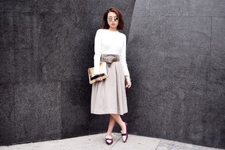 С чем носить светло-коричневую юбку