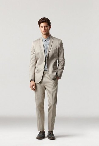 Какие туфли дерби носить с светло-коричневым костюмом