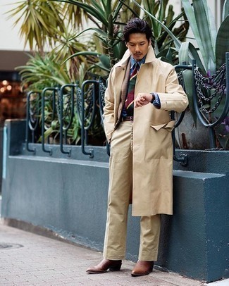 Какие пиджаки носить с светло-коричневым плащом мужчине