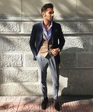 Какие монки носить с светло-коричневым жилетом