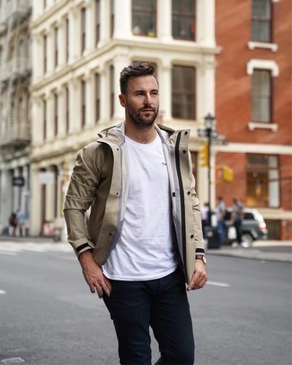 С чем носить светло-коричневую ветровку мужчине