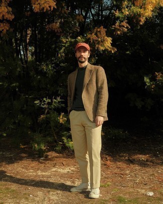 С чем носить светло-коричневый шерстяной пиджак мужчине