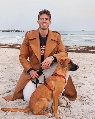 Какие длинные пальто носить с светло-коричневыми рабочими ботинками