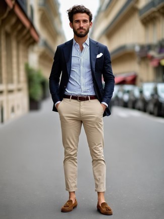 Как носить лоферы с кисточками с пиджаком