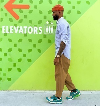 С чем носить темно-бирюзовые кроссовки мужчине