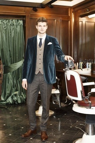 Какие туфли дерби носить с темно-бирюзовым пиджаком