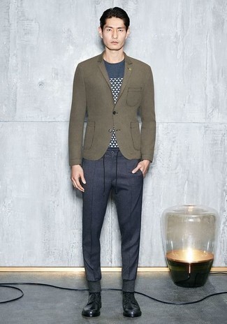 Какие туфли дерби носить с темно-бирюзовым пиджаком