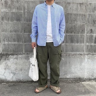 С чем носить темно-бирюзовые брюки карго