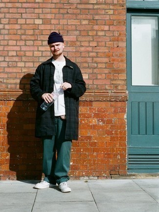 Какие куртки-рубашки носить с темно-бирюзовыми брюками чинос