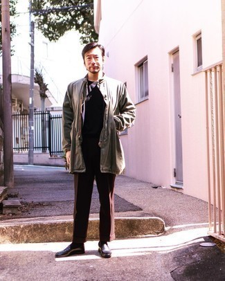 С чем носить темно-бирюзовое пальто мужчине