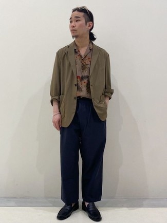 С чем носить темно-бирюзовый хлопковый пиджак мужчине