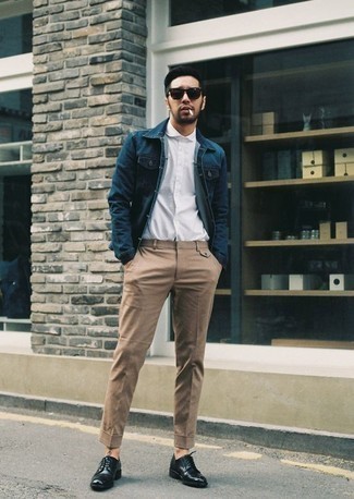 С чем носить темно-бирюзовые туфли дерби