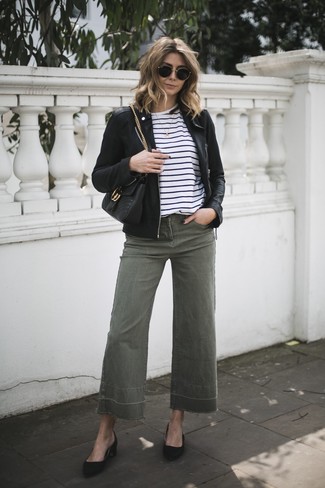 С чем носить темно-бирюзовые джинсы-клеш