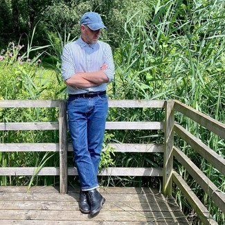 С чем носить темно-бирюзовые носки в горизонтальную полоску мужчине