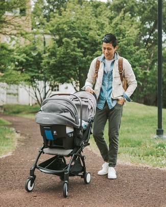 Какие куртки-рубашки носить с темно-бирюзовыми джинсами мужчине