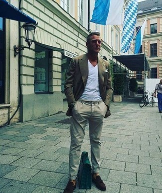 С чем носить темно-бирюзовый кожаный портфель