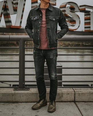 С чем носить темно-бирюзовые кожаные повседневные ботинки мужчине