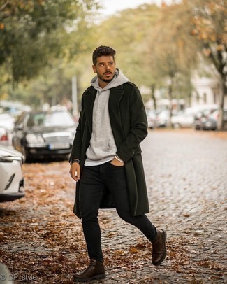 С чем носить темно-бирюзовое длинное пальто