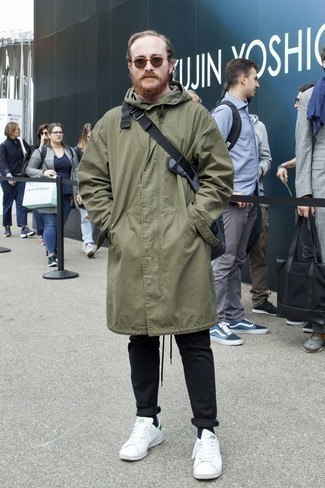 С чем носить темно-бирюзовую парку мужчине