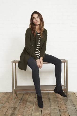 С чем носить темно-бирюзовое полупальто женщине