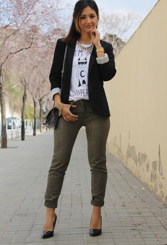 С чем носить темно-бирюзовые джинсы скинни