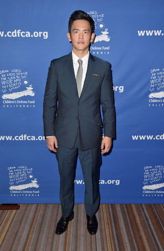 Какие туфли дерби носить с темно-бирюзовым костюмом