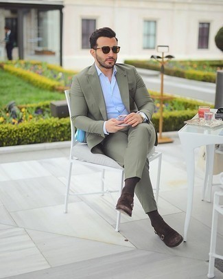 Какие монки носить с темно-бирюзовым костюмом