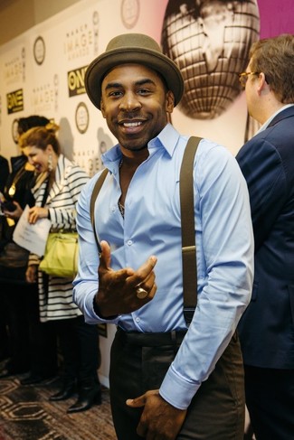 С чем носить темно-бирюзовые подтяжки