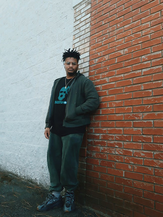 С чем носить темно-бирюзовый спортивный костюм мужчине