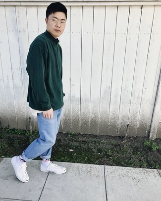 С чем носить темно-бирюзовую водолазку мужчине