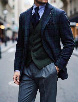 Какие пиджаки носить с темно-бирюзовым жилетом