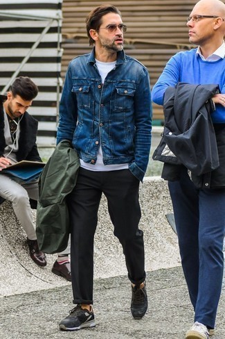 С чем носить темно-бирюзовую ветровку мужчине