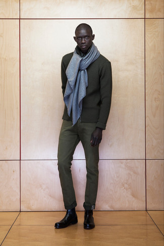 С чем носить темно-бирюзовый свитер на молнии мужчине