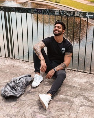 С чем носить бомбер c принтом тай-дай мужчине