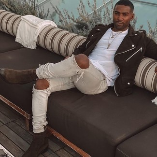 С чем носить табачную косуху мужчине