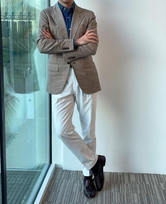 Какие брюки чинос носить с табачным пиджаком