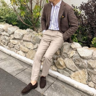 Какие монки носить с табачным пиджаком