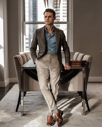 Какие монки носить с табачным пиджаком