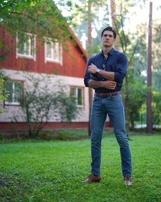 Какие джинсы носить с табачными брогами