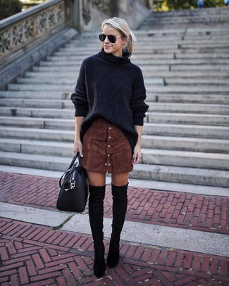 С чем носить табачную юбку на пуговицах