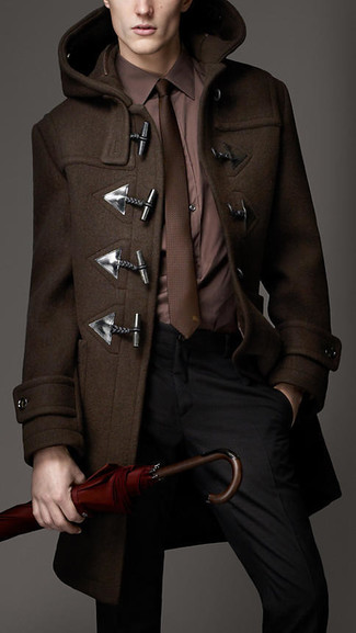 С чем носить табачный дафлкот мужчине