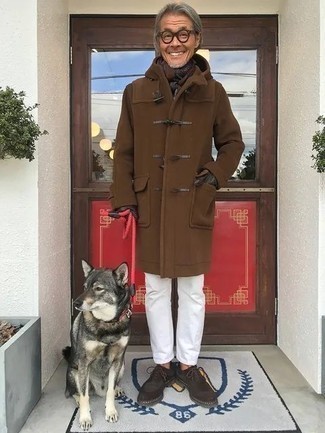 С чем носить табачный дафлкот мужчине