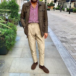 С чем носить табачную полевую куртку