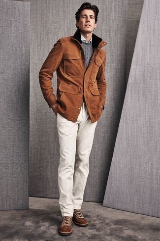 С чем носить табачную полевую куртку